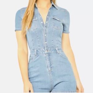 Denim Shorts Romper Size M